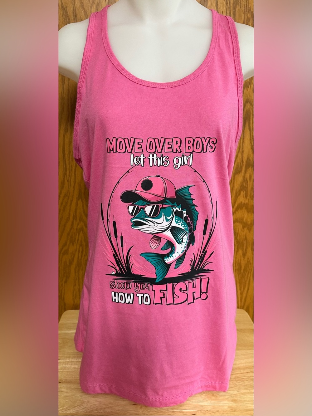 Fishing Graphic Racer Back Tank Top - NIP